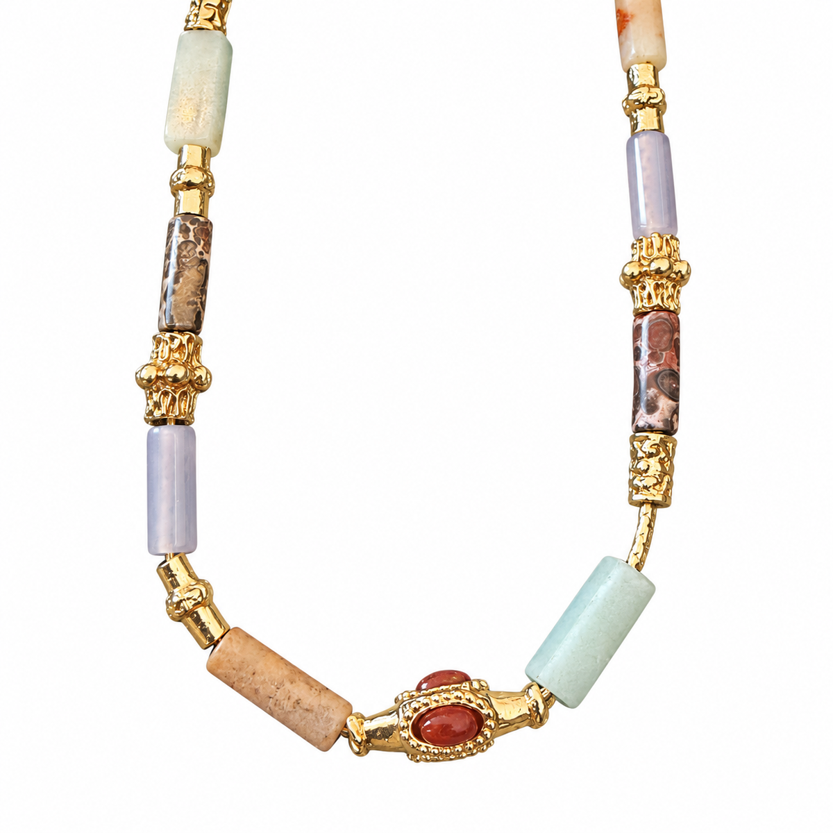 GAS BIJOUX - COLLIER KALI CABOCHONS DORÉS - AMAZONITE