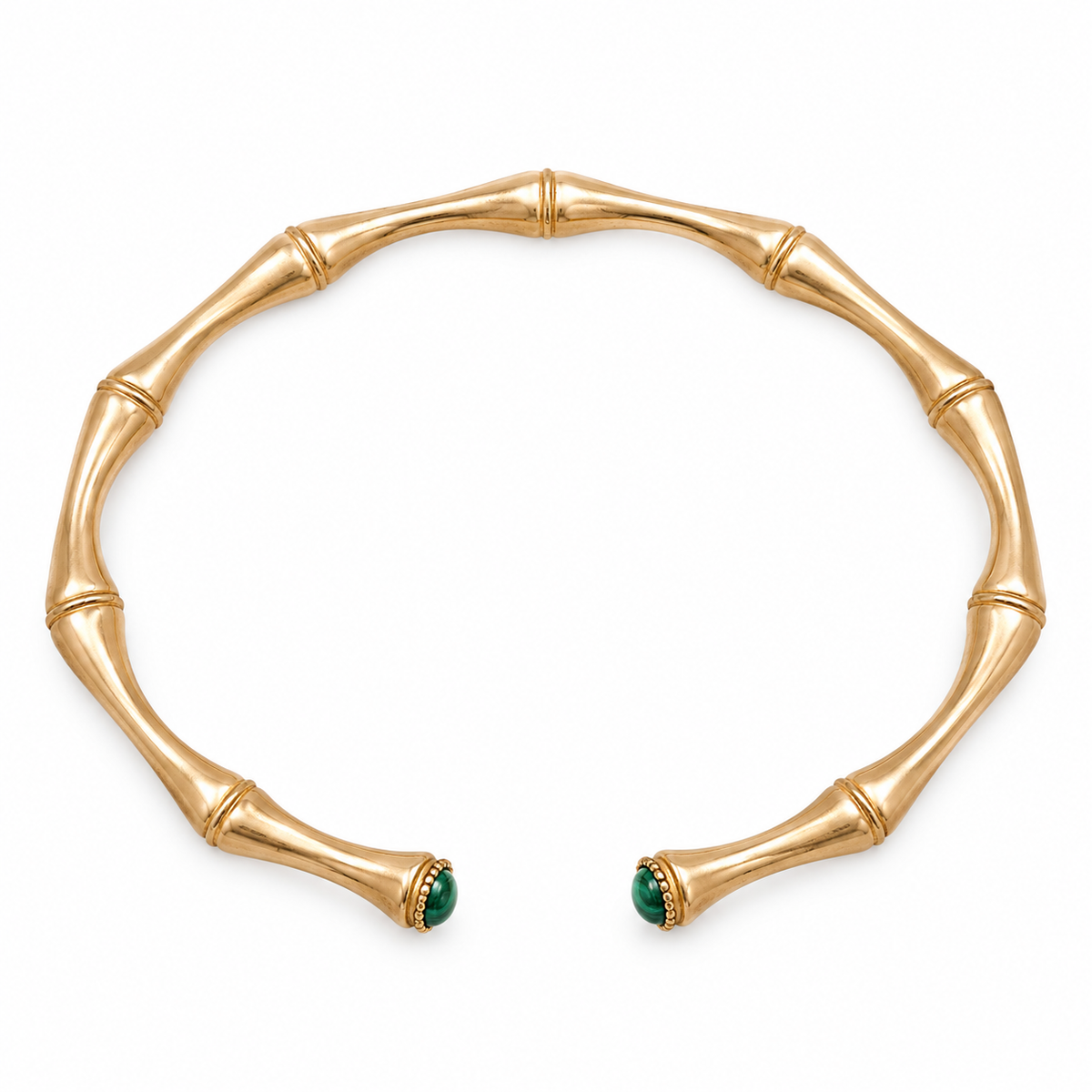 GAS BIJOUX - BRACELET BAMBOU CABOCHONS MINI - MALACHITE - MÉTAL DORÉ