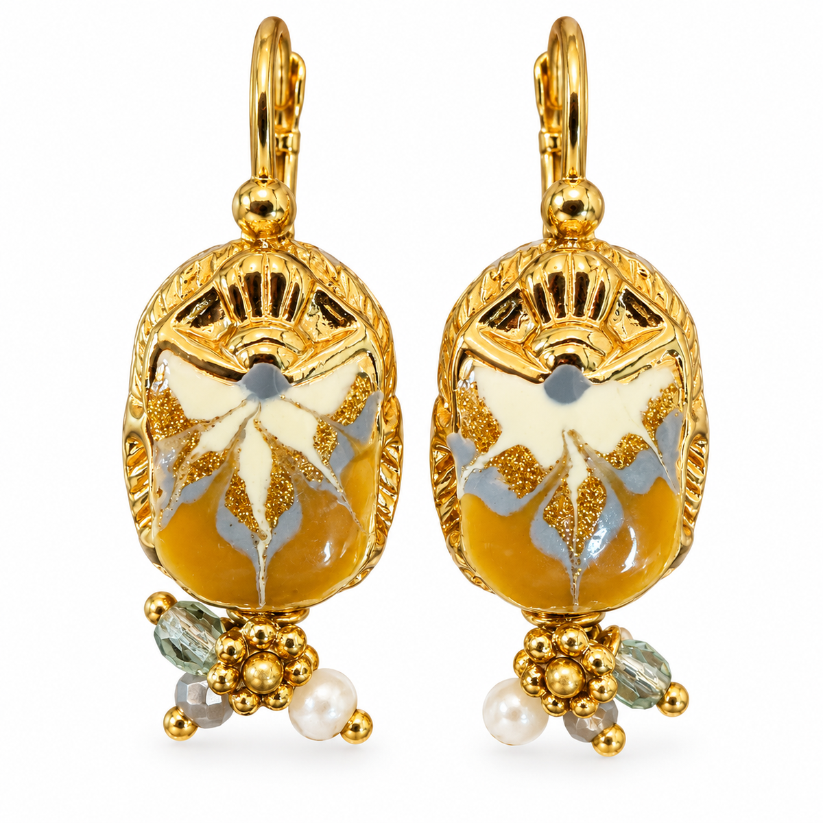 GAS BIJOUX - BOUCLES D'OREILLES SCARAMOUCHE BIS - KAKI - MÉTAL DORÉ