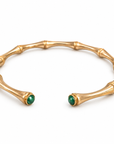 GAS BIJOUX - BRACELET BAMBOU CABOCHONS MINI - MALACHITE - MÉTAL DORÉ