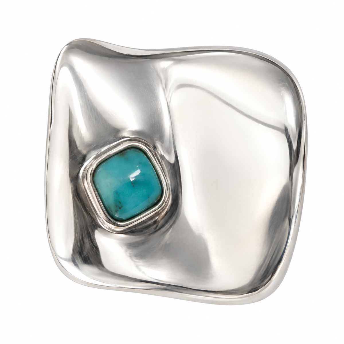 GAS BIJOUX - BOUCLES D'OREILLES PUCES SQUARE PETIT MODÈLE - MÉTAL ARGENTÉ - TURQUOISE