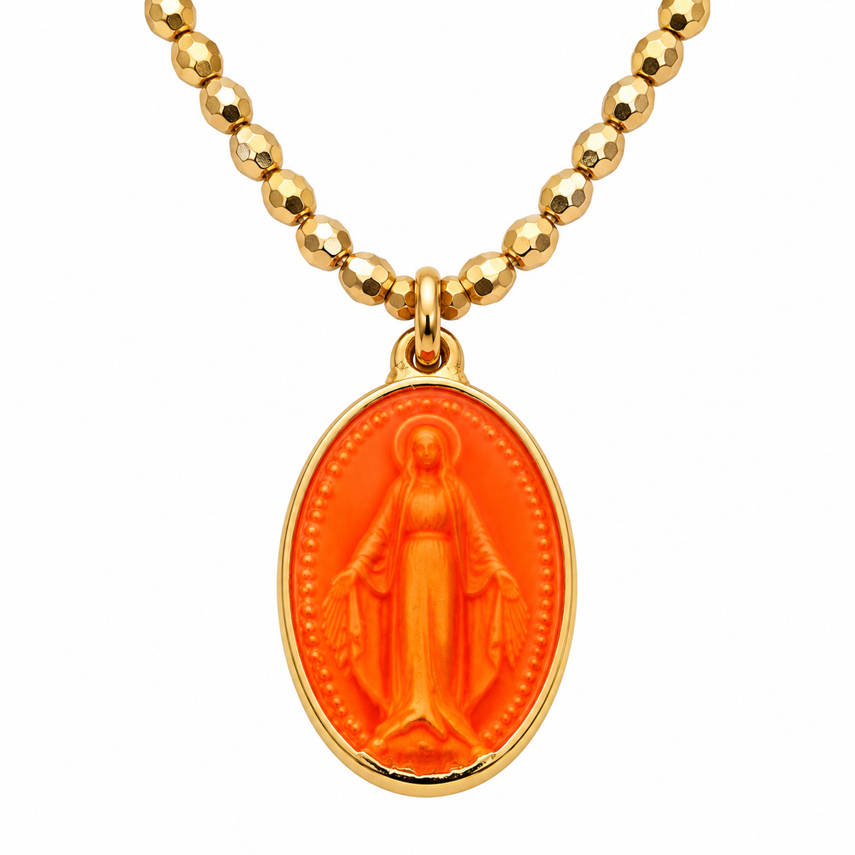 LE MONDE EST STONE - COLLIER VIERGE MIRACULEUSE - ORANGE