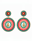 HYPNOCHIC - BOUCLES D'OREILLES TIGES DROITES - CAURY - TURQUOISES ET FUSHIA