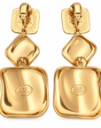 GAS BIJOUX - BOUCLES D'OREILLES SQUARE 3 RANGS GRAND MODELE - CLIPS - MÉTAL DORÉ
