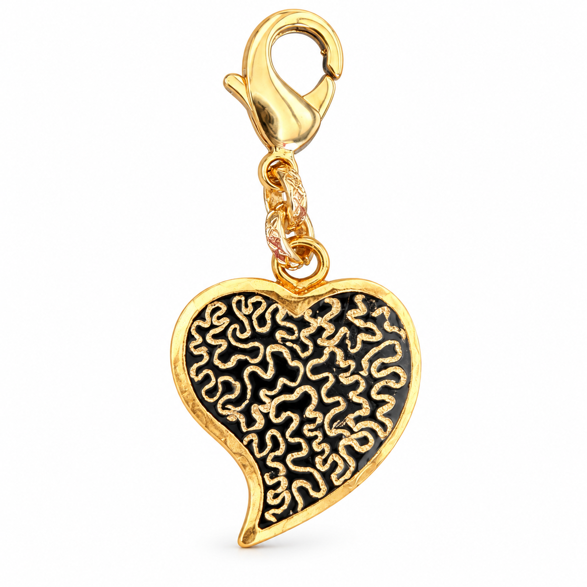 GAS BIJOUX - CHARMS MIRAGE PETIT COEUR - EMAIL NOIR ARABESQUE DORE