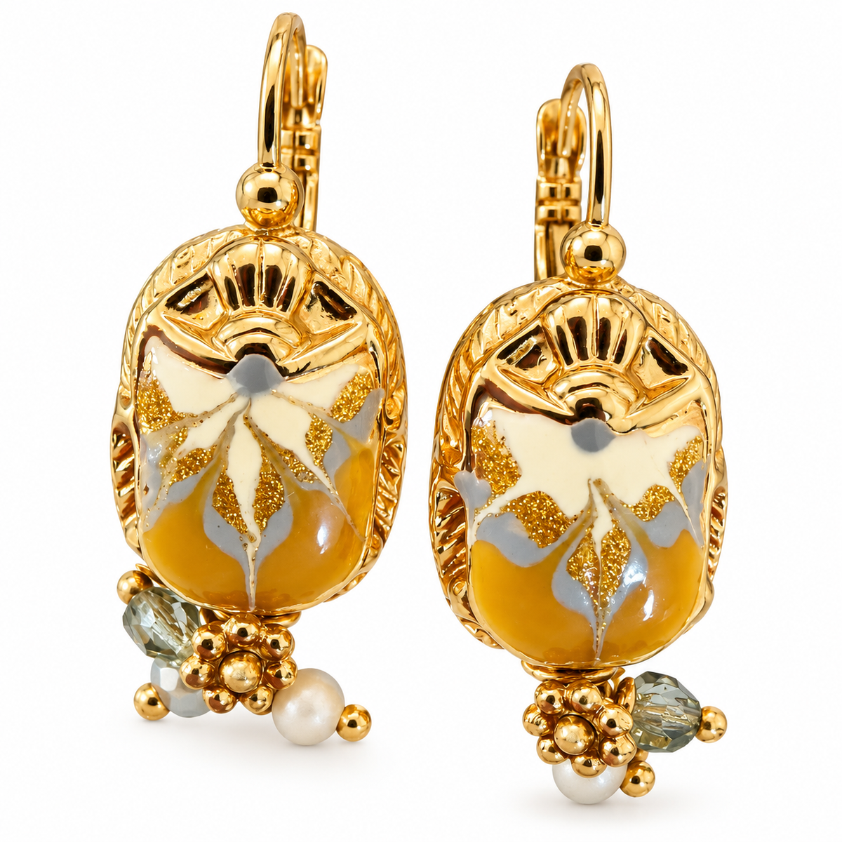 GAS BIJOUX - BOUCLES D'OREILLES SCARAMOUCHE BIS - KAKI - MÉTAL DORÉ