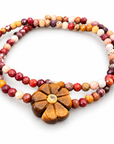 LE MONDE EST STONE - BRACELET DOUBLE FLOWER - PIERRES SEMI PRÉCIEUSES - FLEUR OEIL DE TIGRE