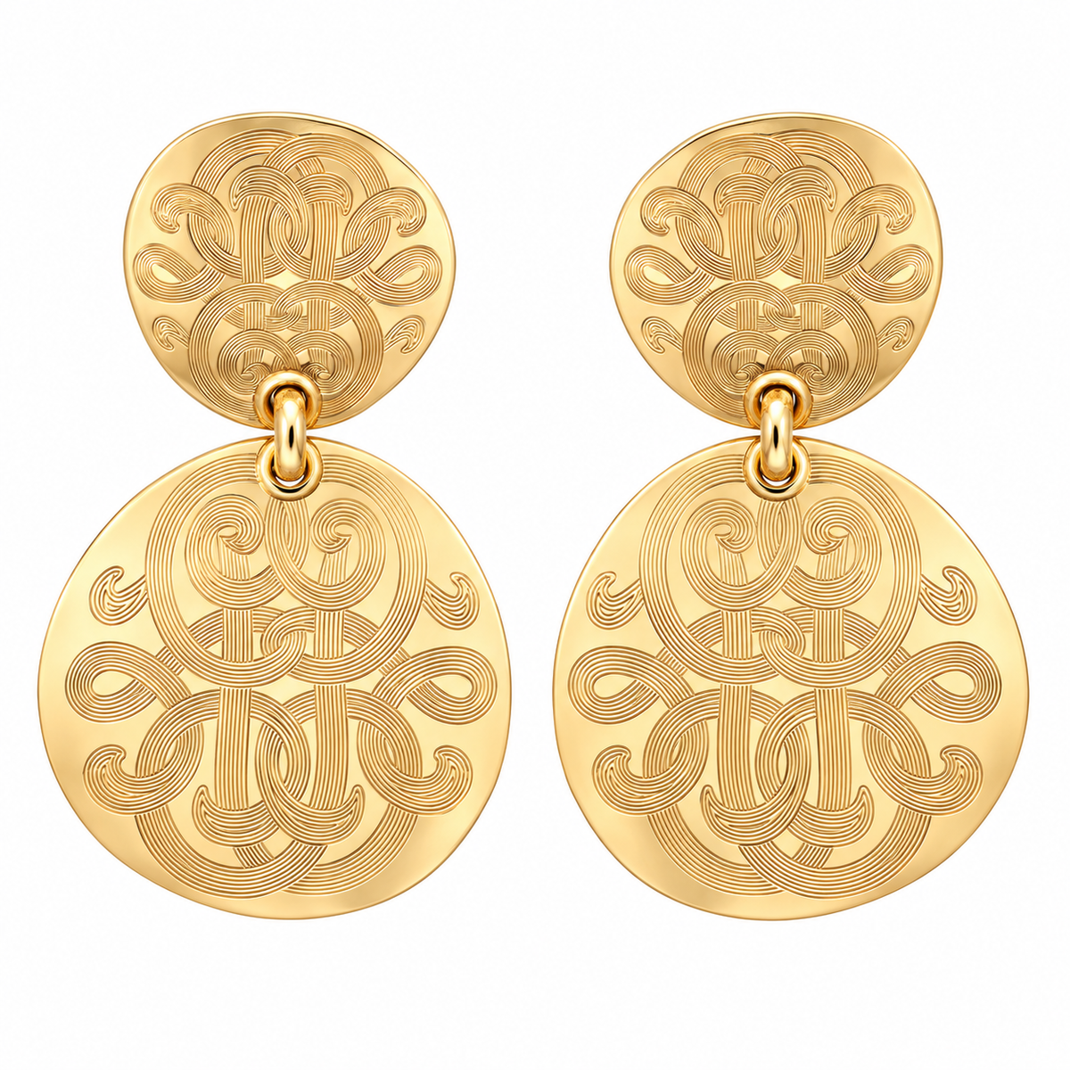 GAS BIJOUX - BOUCLES D'OREILLES DIVA DOUBLE NUAGE PETITE MODELE - CLIPS - MÉTAL DORÉ