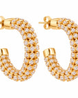 GAS BIJOUX - BOUCLES D'OREILLES BELLINA CRÉOLES STRASS - MÉTAL DORÉ
