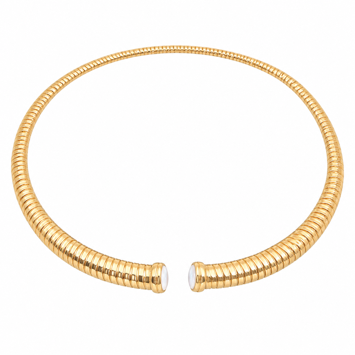 GAS BIJOUX - COLLIER ANTIGONE - NACRE BLANCHE - MÉTAL DORÉ