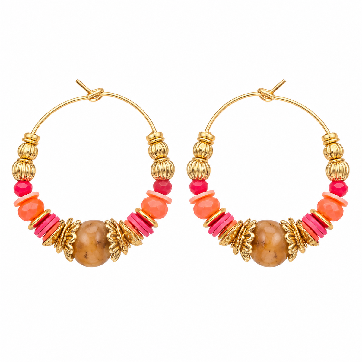 GAS BIJOUX - BOUCLES D'OREILLES CREOLES ALOHA - MÉTAL DORÉ