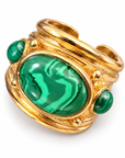 GAS BIJOUX - BAGUE SIMONE DORÉE - MALACHITE - METAL DORÉ - TAILLE M