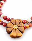 LE MONDE EST STONE - BRACELET DOUBLE FLOWER - PIERRES SEMI PRÉCIEUSES - FLEUR OEIL DE TIGRE