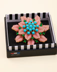BY GARANCE - BROCHE RANA - FLEUR ROSE ET PISTIL TURQUOISE