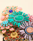 BY GARANCE - BROCHE RANA - FLEUR ROSE ET PISTIL TURQUOISE