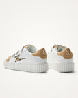 VANESSA WU - BASKETS MAGGIE ORIGINALS SCRATCH BLANCS - CUIR PERFORE BLANC ET LEOPARD