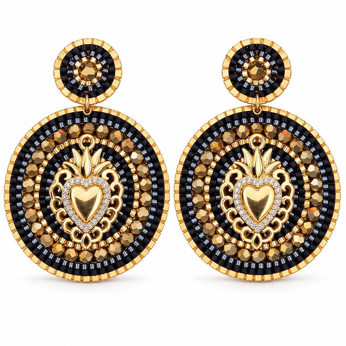 HYPNOCHIC - BOUCLES D'OREILLES COLLECTION MARIE - NOIR ET OR