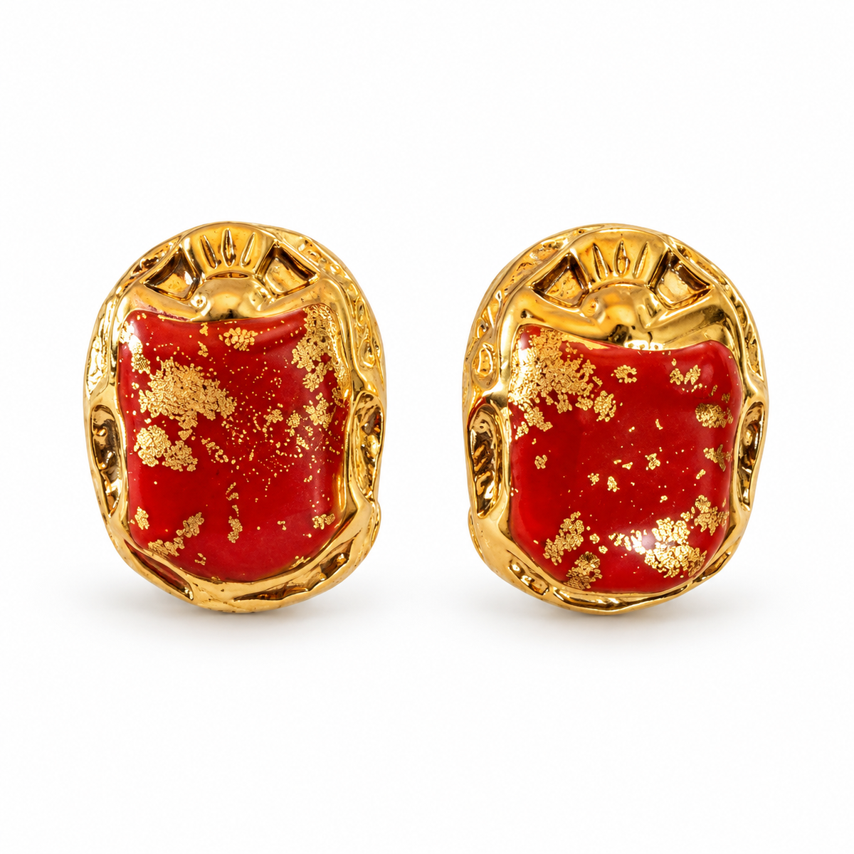GAS BIJOUX - BOUCLES D'OREILLES PUCES SCARAMOUCHE ÉMAIL - MÉTAL DORÉ