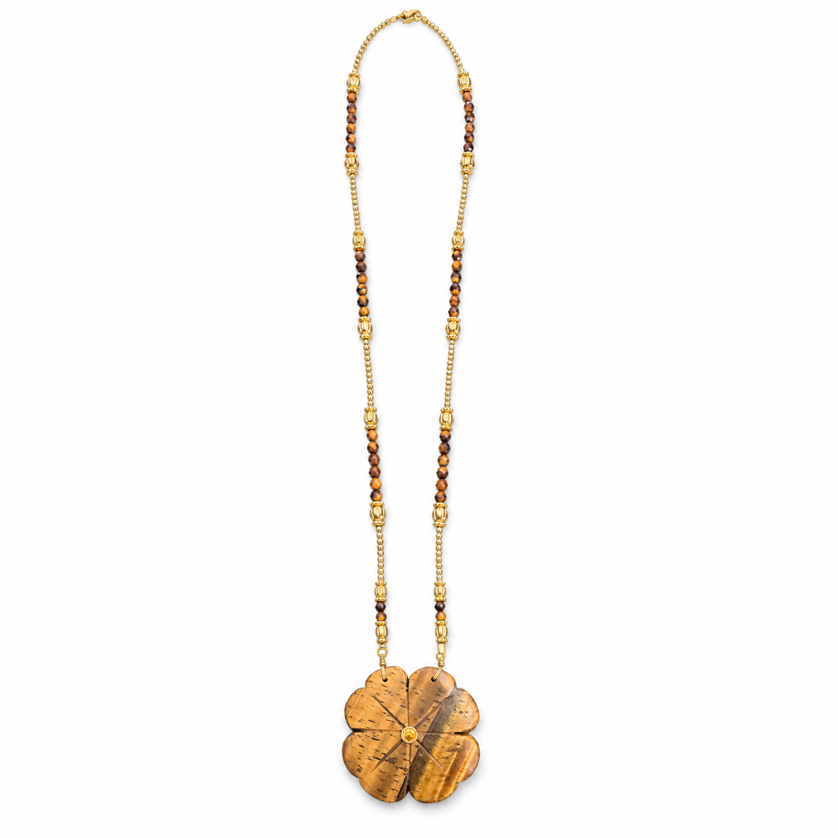 LE MONDE EST STONE - SAUTOIR FLOWER XL - OEIL DE TIGRE