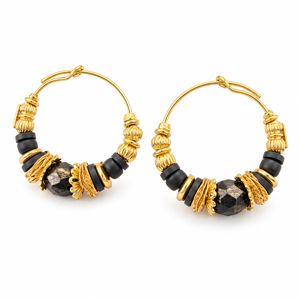 GAS BIJOUX - BOUCLES D'OREILLES CRÉOLES ALOHA - MÉTAL DORÉ