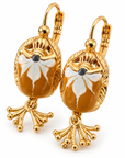 GAS BIJOUX - BOUCLES D'OREILLES SCARMOUCHE BIS - EMAIL MARRON - METAL DORÉ