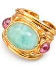 GAS BIJOUX - BAGUE SIMONE - FLUORITE VERTE ET AMÉTHYSTE - TAILLE XL