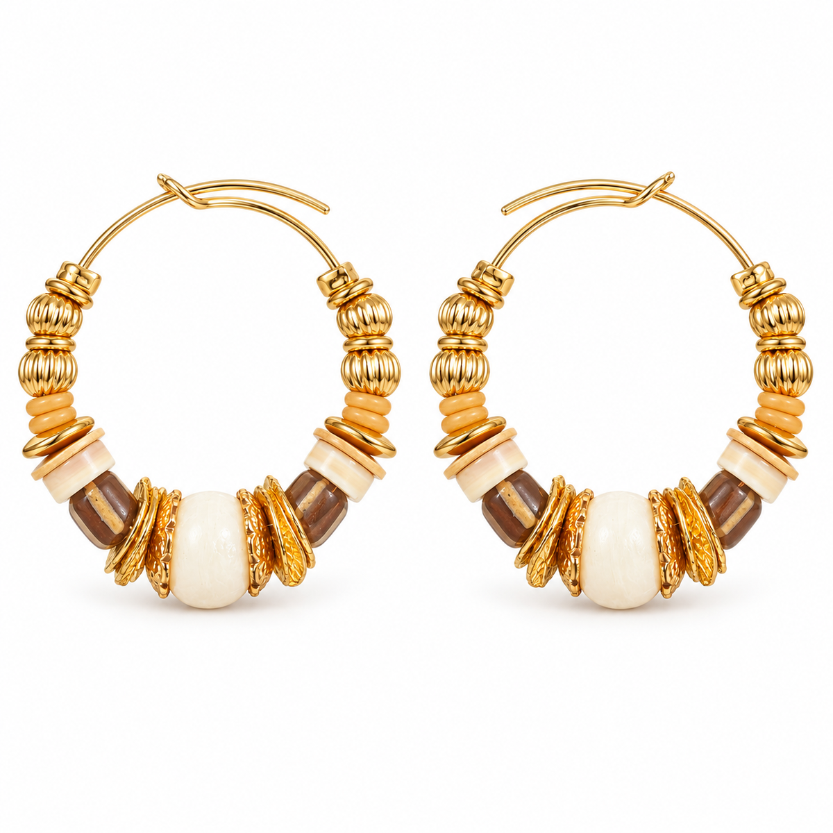 GAS BIJOUX - BOUCLES D'OREILLES CREOLES ALOHA - METAL DORE