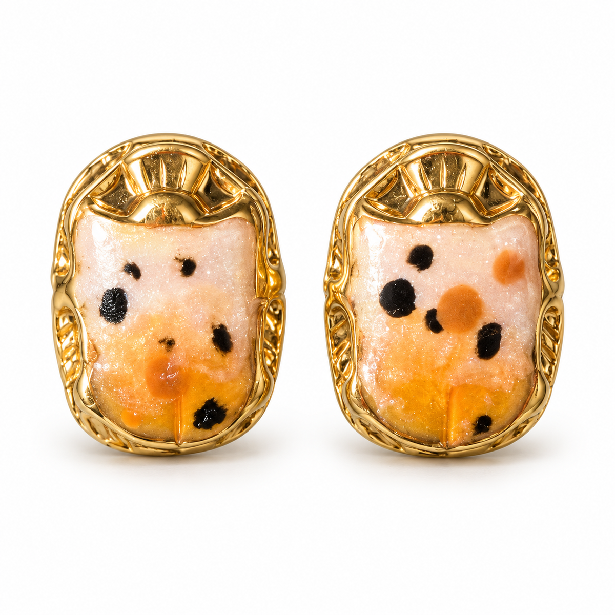 GAS BIJOUX - BOUCLES D'OREILLES PUCES SCARAMOUCHE EMAIL - METAL DORÉ