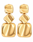GAS BIJOUX - BOUCLES D'OREILLES SQUARE 3 RANGS GRAND MODELE - CLIPS - MÉTAL DORÉ