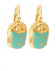 GAS BIJOUX - Boucles d'oreilles scaramouche dorées à l'or fin - Turquoise