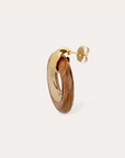 GAS BIJOUX - Boucles d'oreilles SELVA dorées à l'or fin et bois
