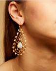 GAS BIJOUX - Boucles d'oreilles ORPHEE grand modèle dorées à l'or fin - Nacre blanche