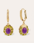 GAS BIJOUX - Boucles d'oreilles TAO SPLASH dorées à l'or fin - Mauve et verte