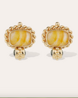 GAS BIJOUX - Boucles d'oreilles CLIPS AMARANTE - Agate jaune et Jaspe Kambala