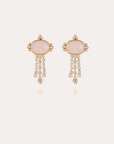 GAS BIJOUX - Boucles d'oreilles Tiki dorées à l'or fin - Quartz rose