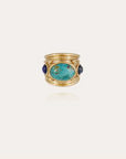 GAS BIJOUX - Bague Simone doré à l'or fin - Turquoise et Lapis