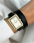 CLUSE - FLUETTE watch double. leather black, gold colour CW 11513