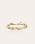 GAS BIJOUX - Bracelet BIBA petit modèle acetate beige et doré à l'or fin