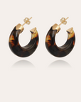 GAS BIJOUX - Boucles d'oreilles créoles ABALONE mini acétate dorées à l' or fin