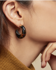 GAS BIJOUX - Boucles d'oreilles créoles ABALONE mini acétate dorées à l' or fin