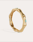 GAS BIJOUX - Bracelet BAMBOU strass doré à l'or fin - Turquoise