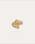 GAS BIJOUX - Bague ANTIGONE dorée à l'or gin et turquoise