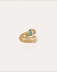 GAS BIJOUX - Bague ANTIGONE dorée à l'or gin et turquoise