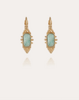 GAS BIJOUX - Boucles d'oreilles SERTI TALISMAN petit modèle dorées - AMAZONITE