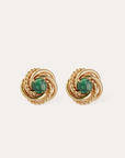 GAS BIJOUX - Boucles d'oreilles ATIKA malachite dorées à l'or fin