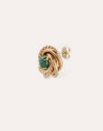 GAS BIJOUX - Boucles d'oreilles ATIKA malachite dorées à l'or fin