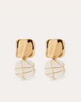 GAS BIJOUX - Boucles d'oreilles RAINBOW SQUARE dorées à l'or fin et cristal de roche