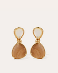 GAS BIJOUX - Boucles d'oreilles SILIA dorées - Bois et nacre blanche dorées à l'or fin