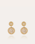 GAS BIJOUX - Boucles d'oreilles SEQUIN dorées métal doré à l'or fin - Cristaux blancs