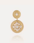 GAS BIJOUX - Boucles d'oreilles SEQUIN dorées métal doré à l'or fin - Cristaux blancs